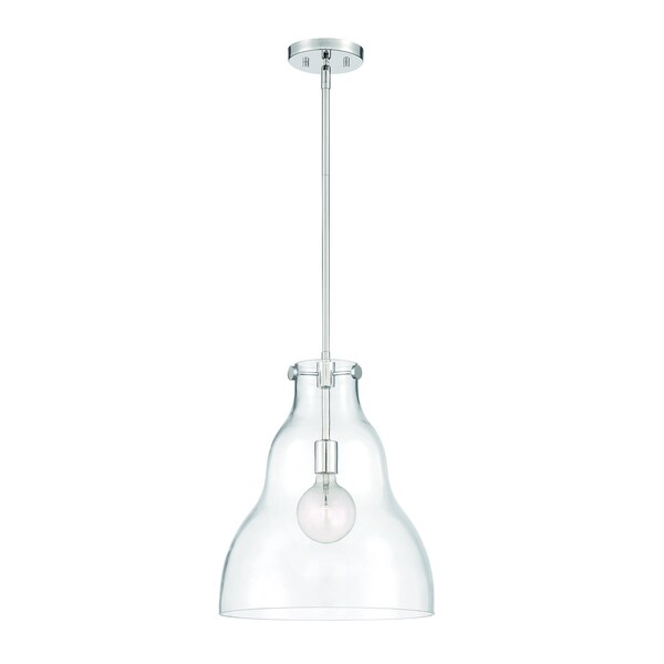 Designers Fountain Lakeview 60 Watt 1 Light Polished Nickel Pendant with Clear Glass Shade D229M-14P-PN - main